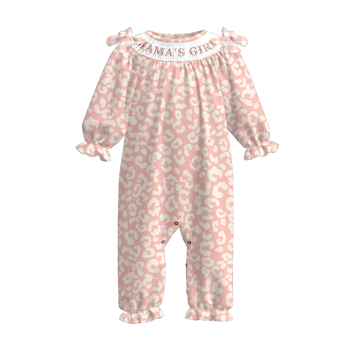 (Pre Order)Sisters Fall Pink Leopard Embroidery Smocked Dress&Romper