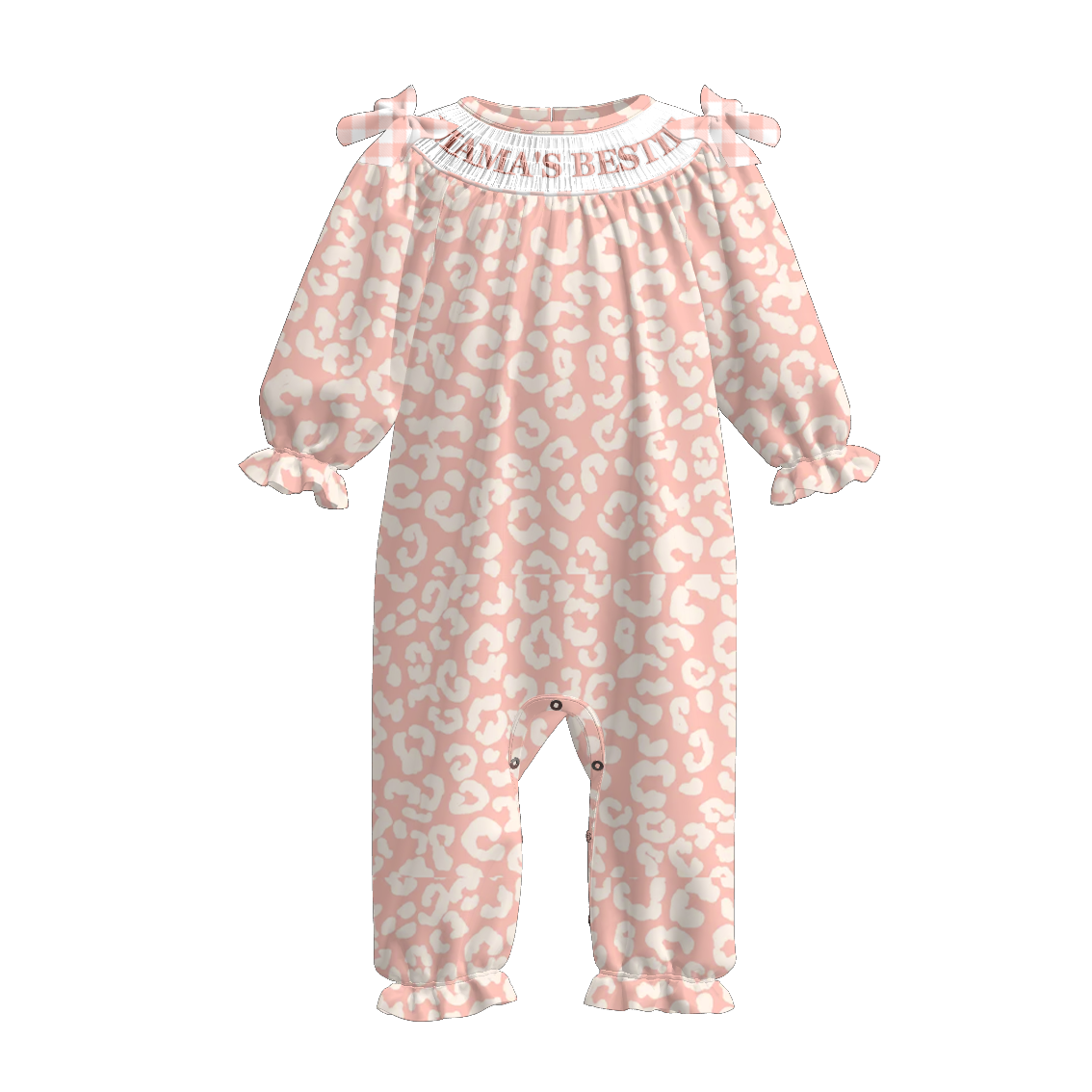 (Pre Order)Sisters Fall Pink Leopard Embroidery Smocked Dress&Romper