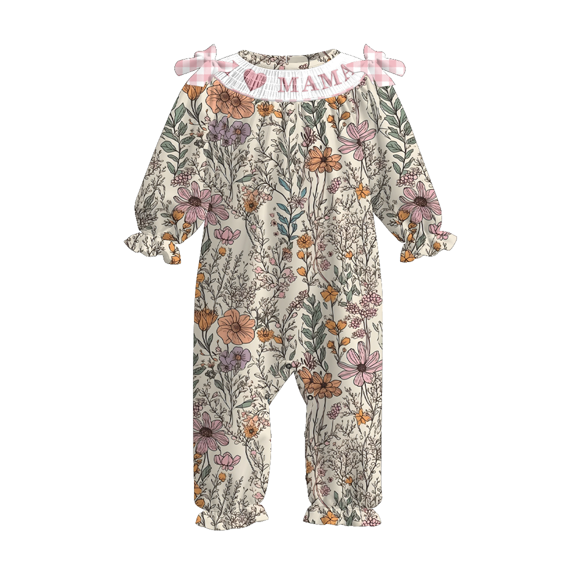(Pre Order)Sisters Fall Floral Embroidery Smocked Dress&Romper