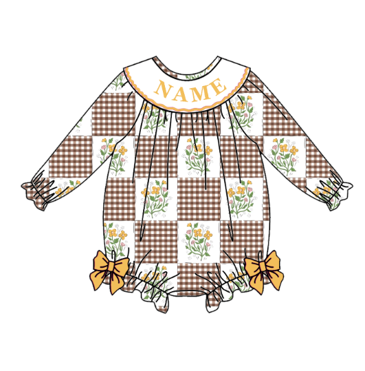 (Pre Order)Sisters Fall Floral Embroidery Smocked Dress&Romper