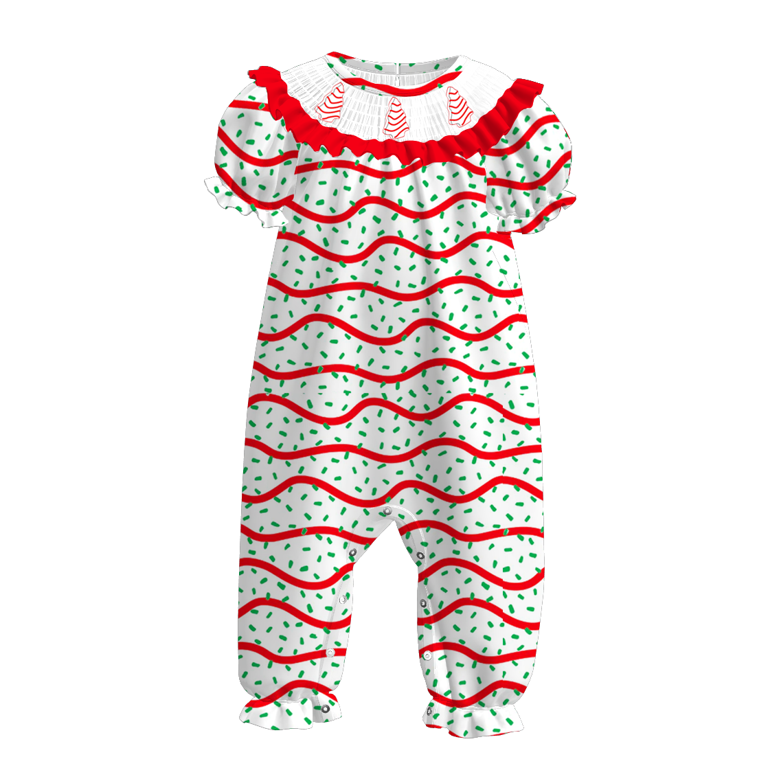 (Pre Order)Family Christmas Tree Embroidery Smocked Dress,Top&Romper