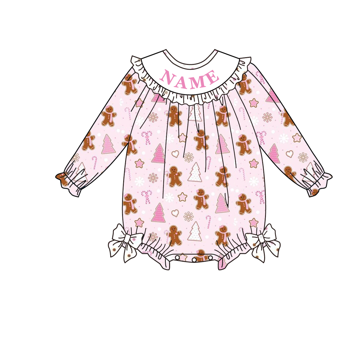 (Pre Order)Family Christmas Gingerbread Embroidery Smocked Set&Romper