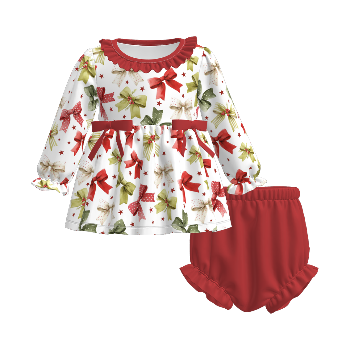 (Pre Order)Family Christmas Bow Print Dress,Set&Top