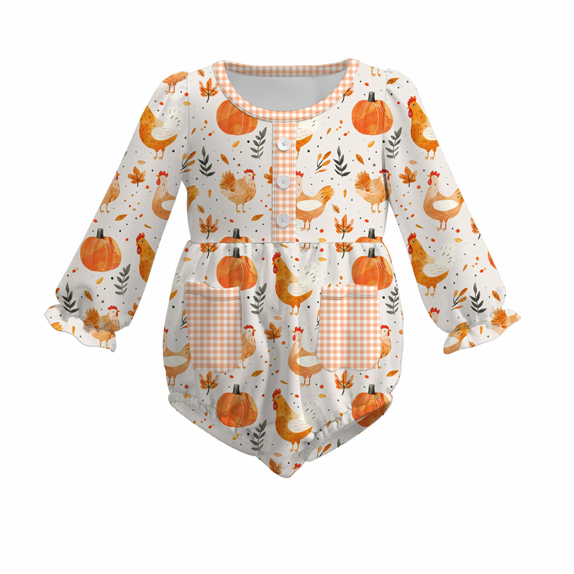 (Pre Order)Family Fall Chick&Pumpkin Print Dress,Pajamas,Romper