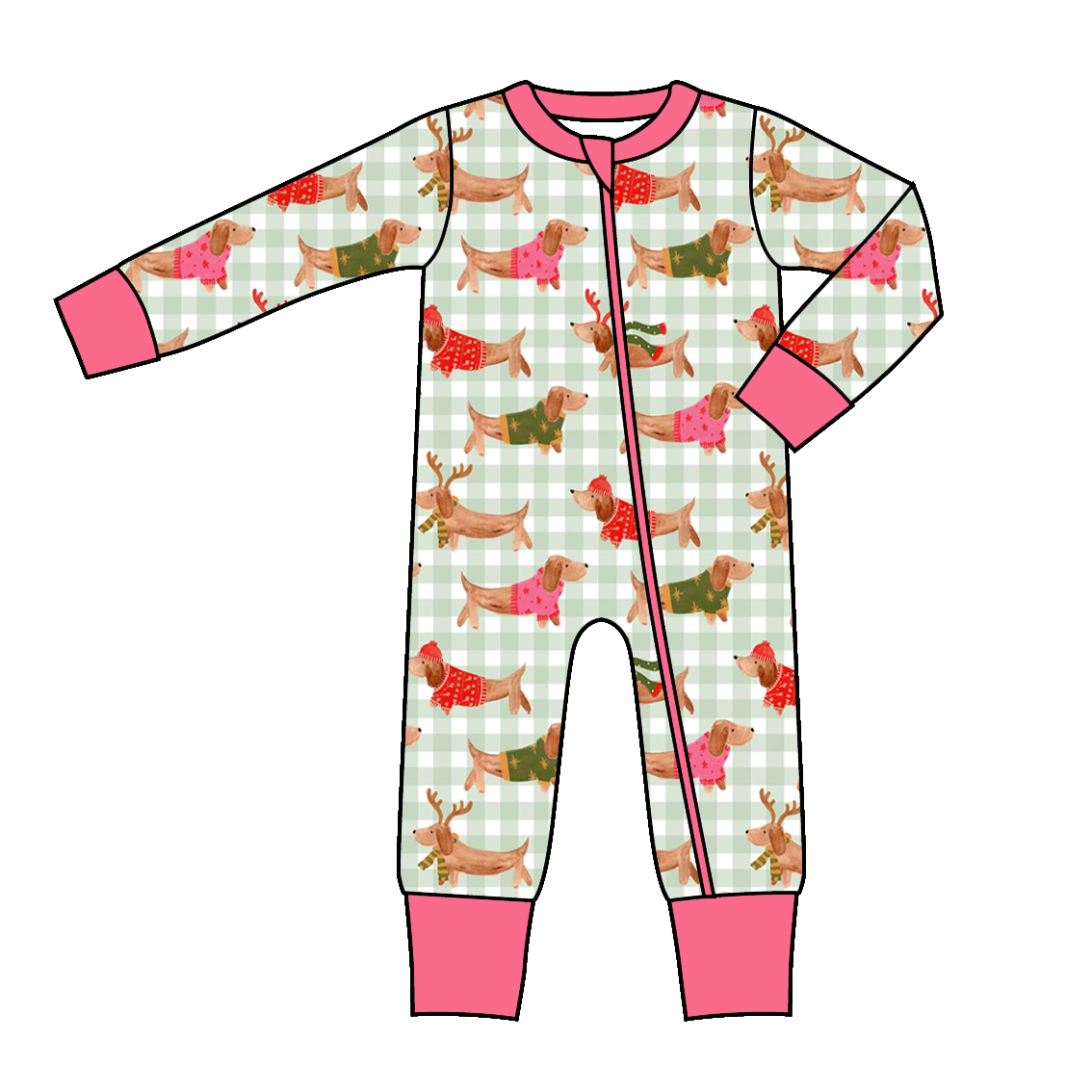 (Pre Order)Family Christmas Plaid Puppy Dress,Set,Pants&Romper