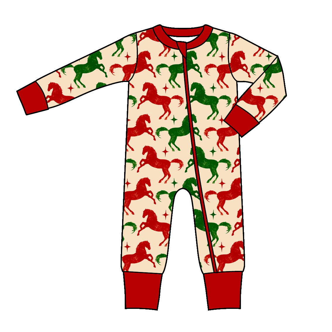 (Pre Order)Family Christmas Horse Dress,Set,Pants&Romper