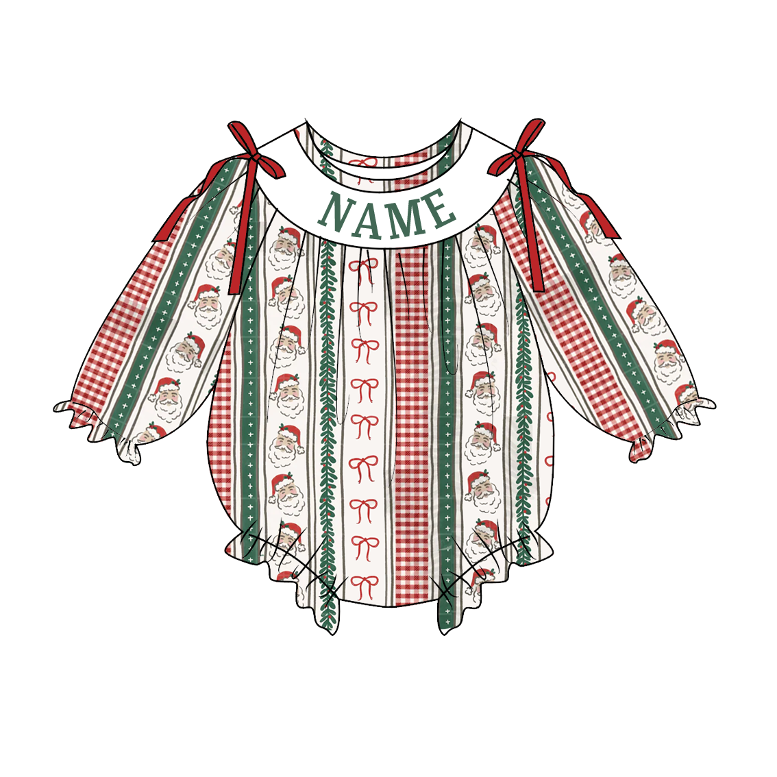 (Pre Order)Toddler Girls Christmas Embroidery Smocked Romper