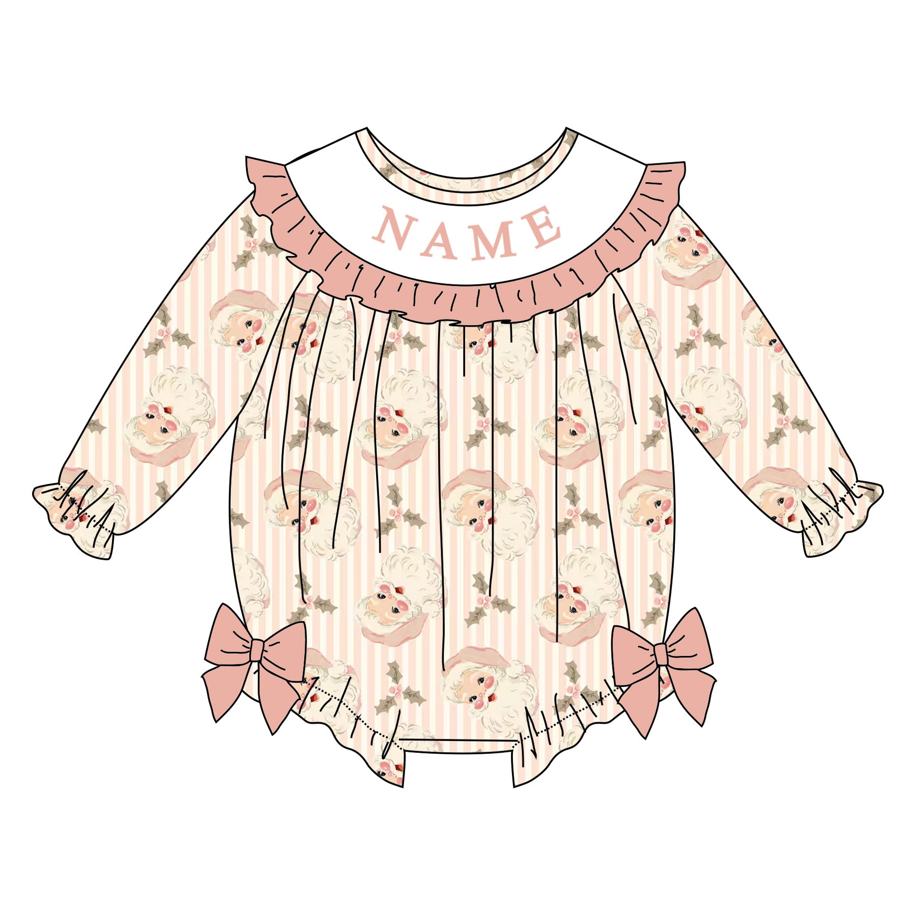 (Pre Order)Sisters Christmas Embroidery Smocked Dress&Romper