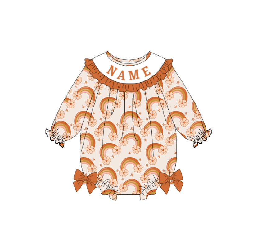 (Pre Order)Sisters Spring Rainbow Embroidery Smocked Dress&Romper