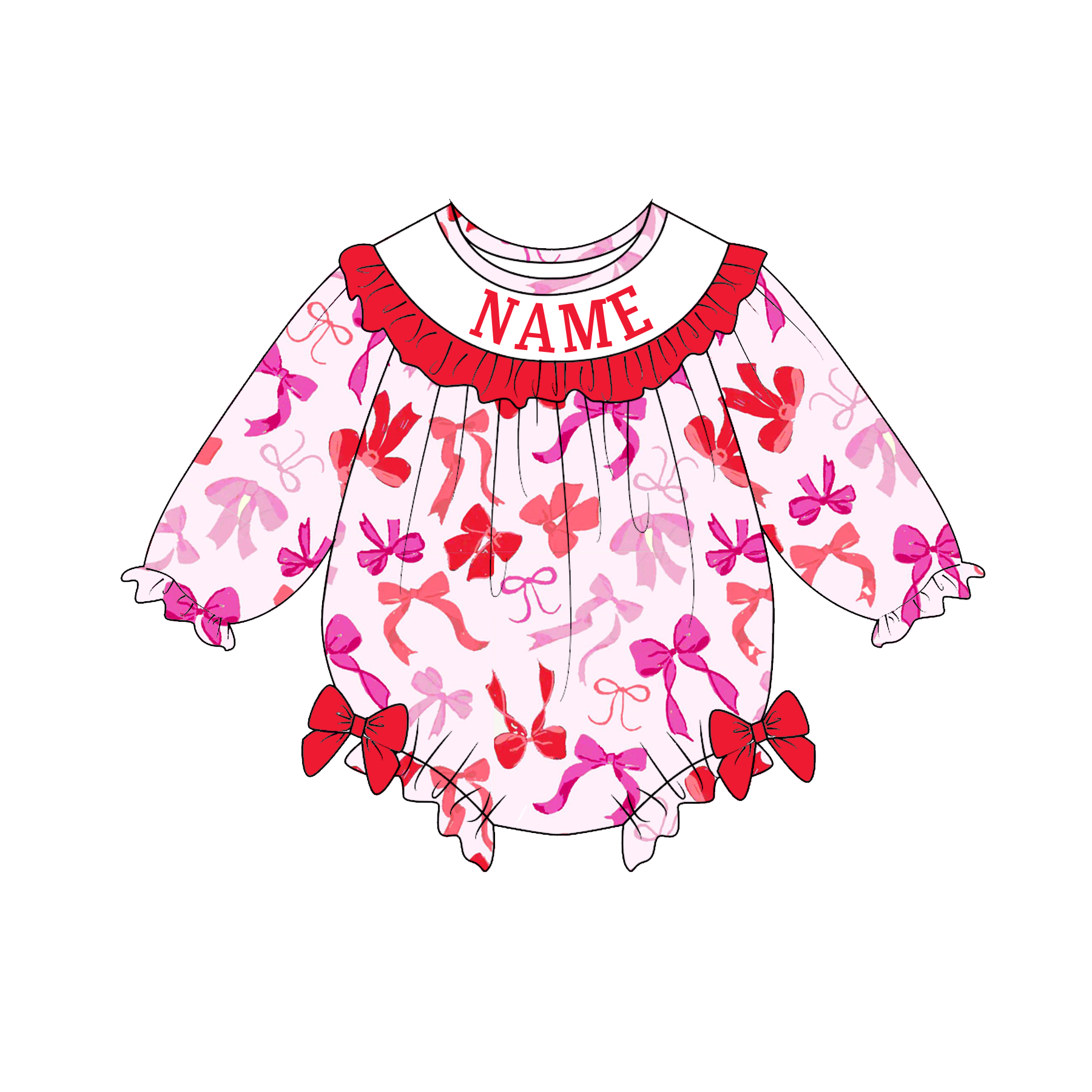 (Pre Order)Sisters Valentine's Day Embroidery Smocked Dress&Romper