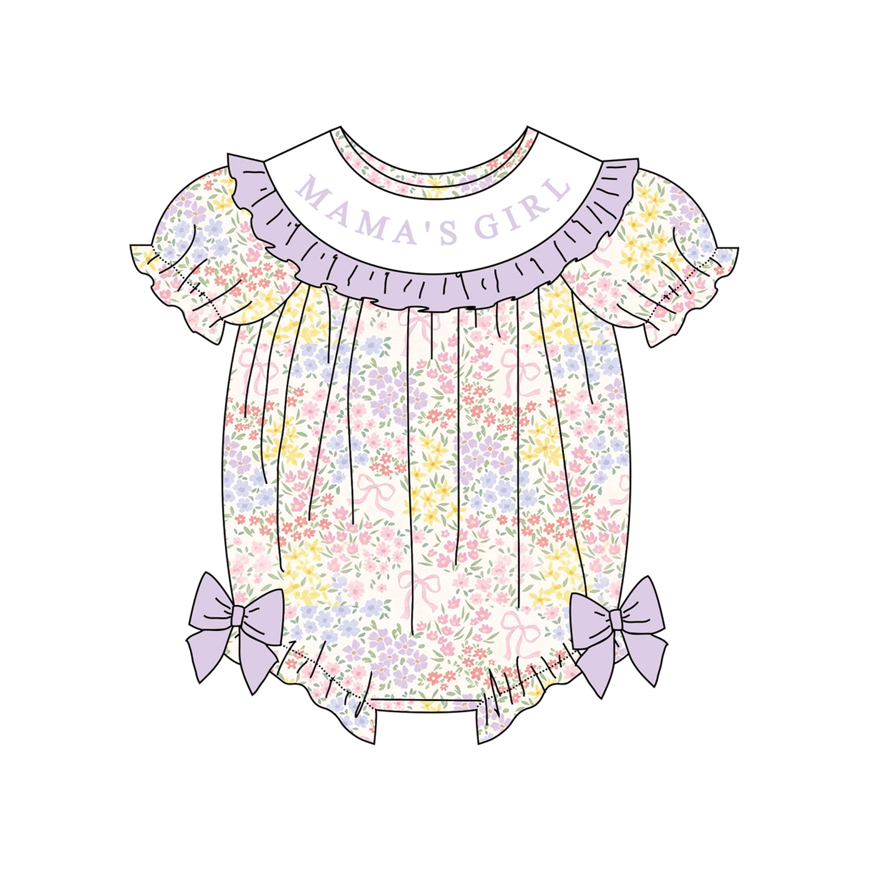 (Pre Order)Sisters Spring Floral Embroidery Smocked Dress&Romper