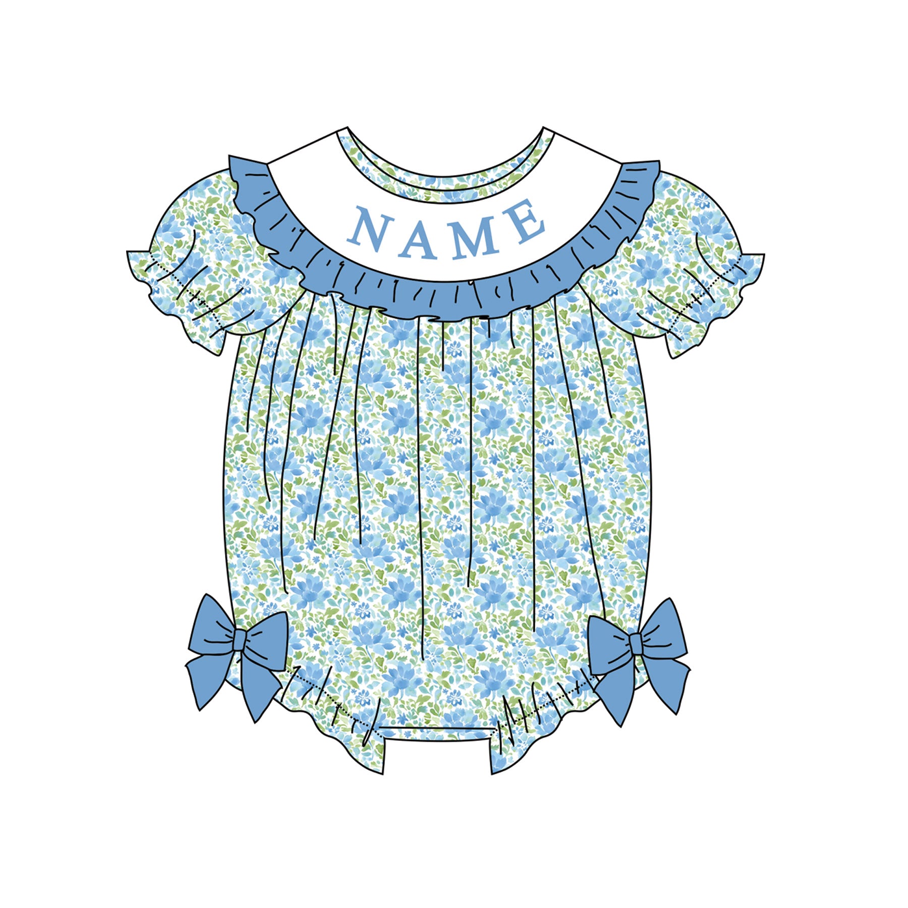 (Pre Order)Sisters Spring Floral Embroidery Smocked Dress&Romper