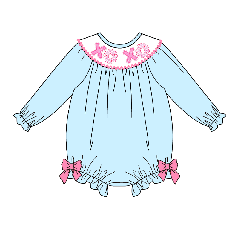 (Pre Order)Sisters Valentine's Day Embroidery Smocked Dress&Romper