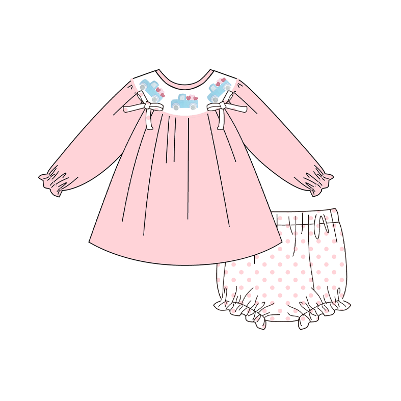 (Pre Order)Siblings Valentine's Day Embroidery Smocked Top,Set&Romper