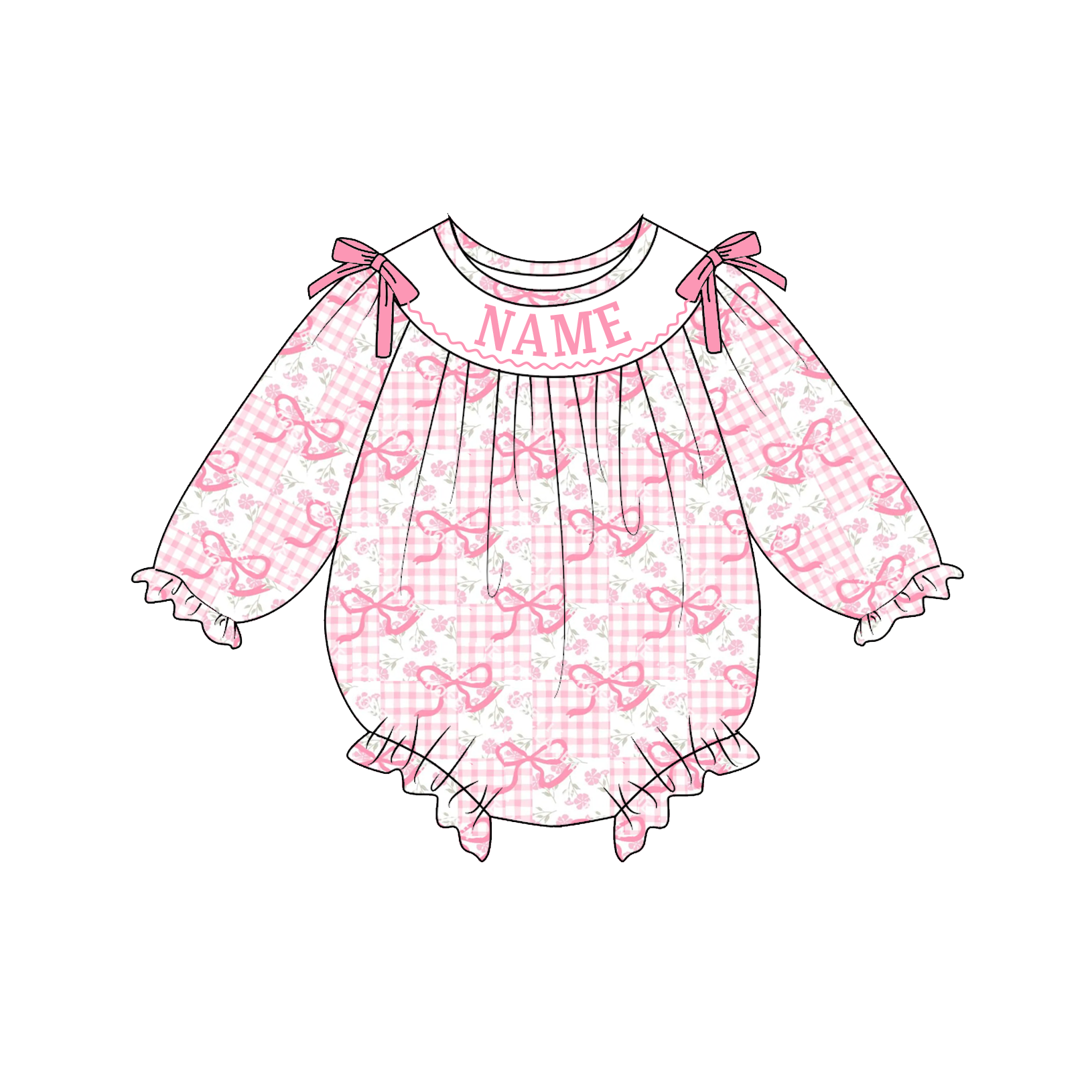 (Pre Order)Sisters Valentine's Day Embroidery Smocked Dress&Romper