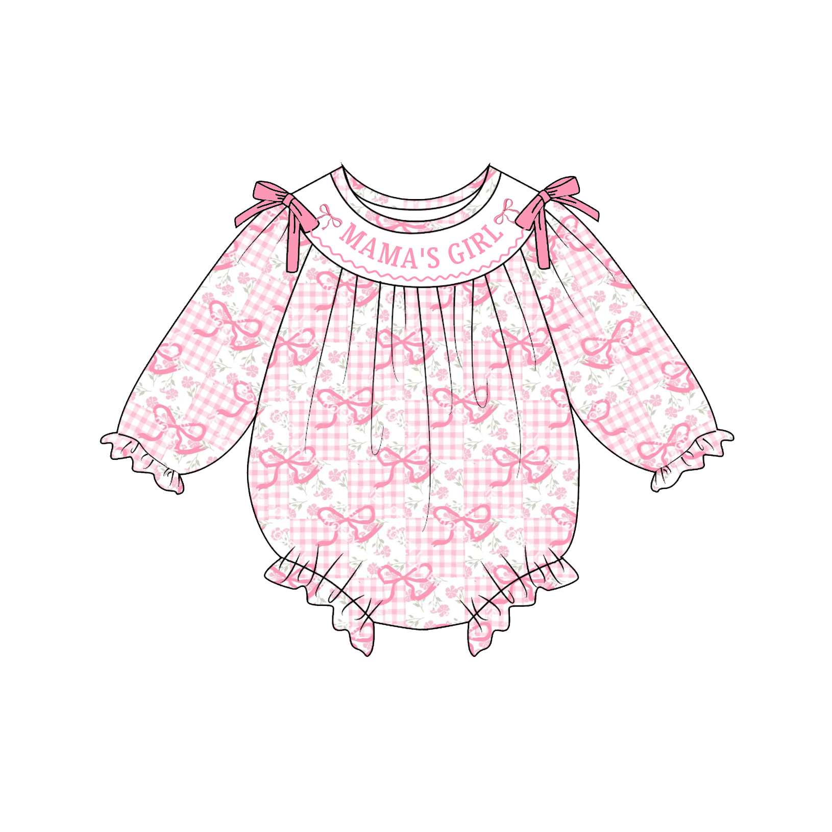 (Pre Order)Sisters Valentine's Day Embroidery Smocked Dress&Romper