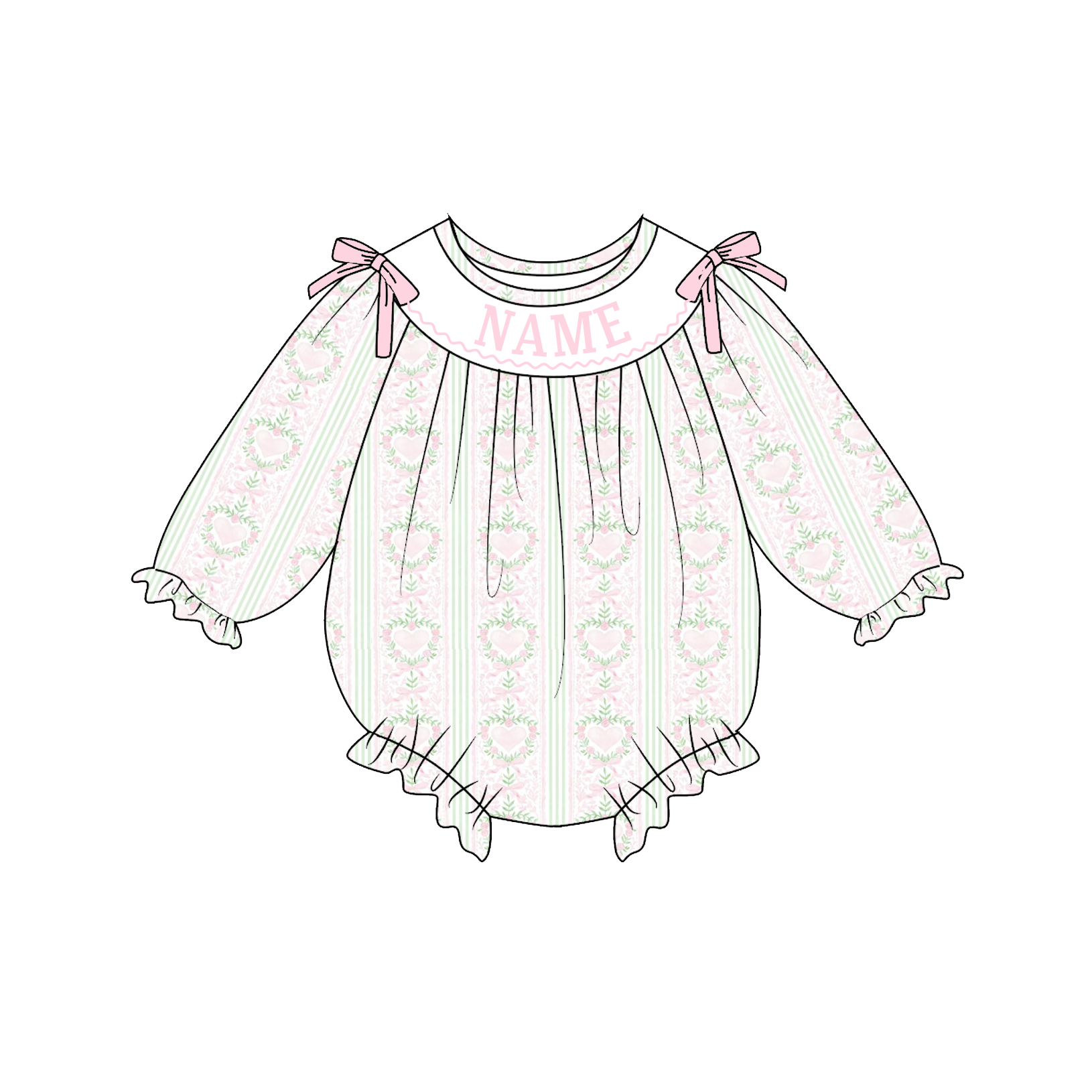 (Pre Order)Sisters Valentine's Day Embroidery Smocked Dress&Romper