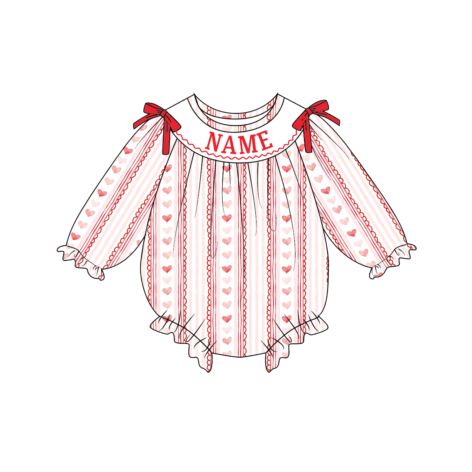 (Pre Order)Sisters Valentine's Day Embroidery Smocked Dress&Romper