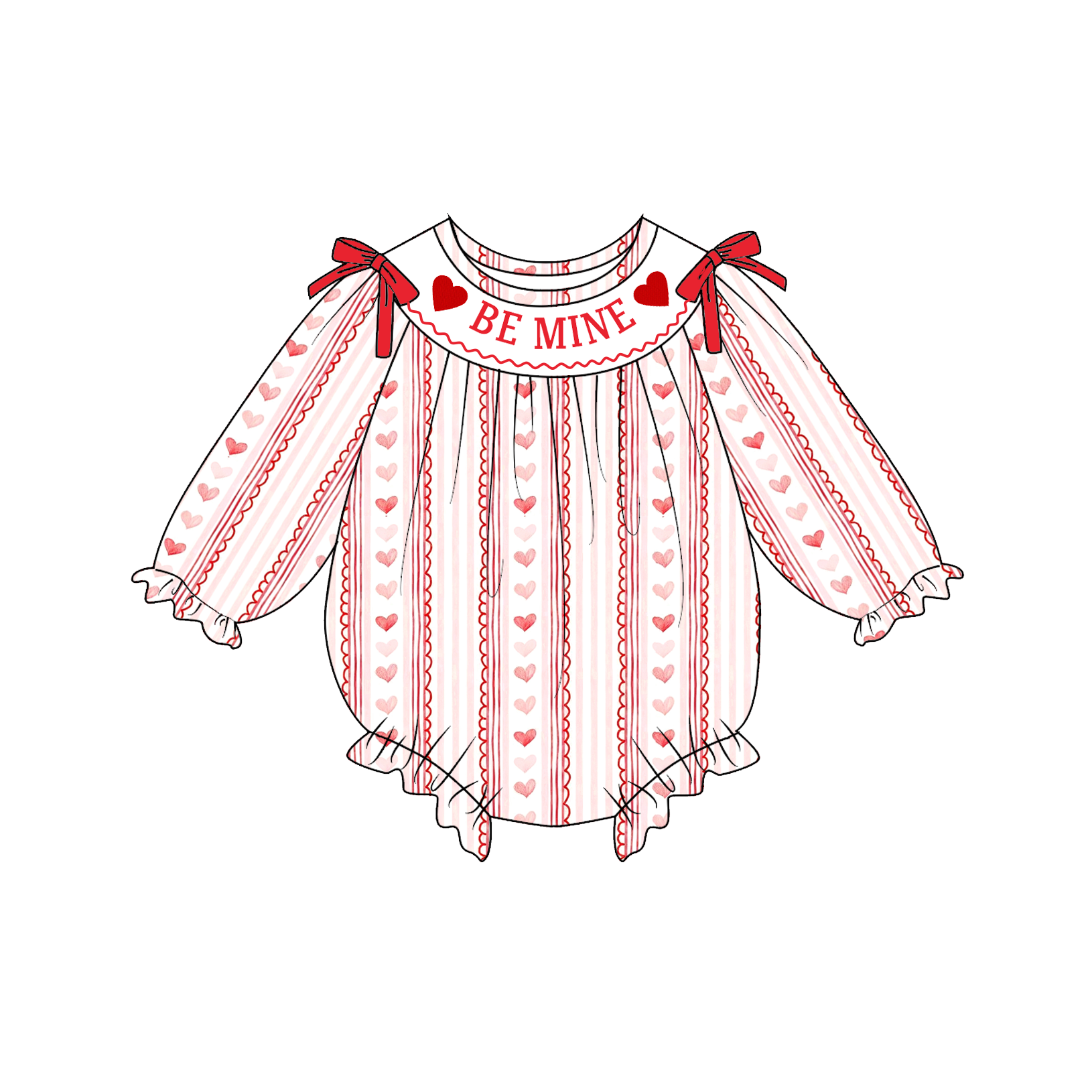 (Pre Order)Sisters Valentine's Day Embroidery Smocked Dress&Romper