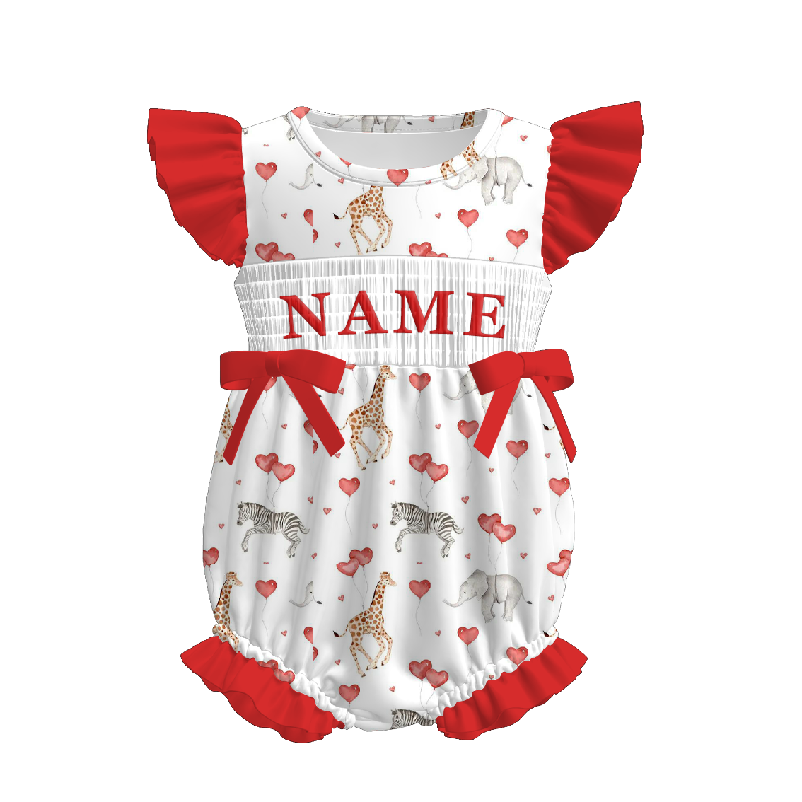 (Pre Order)Sisters Valentine's Day Embroidery Smocked Dress,Set&Romper