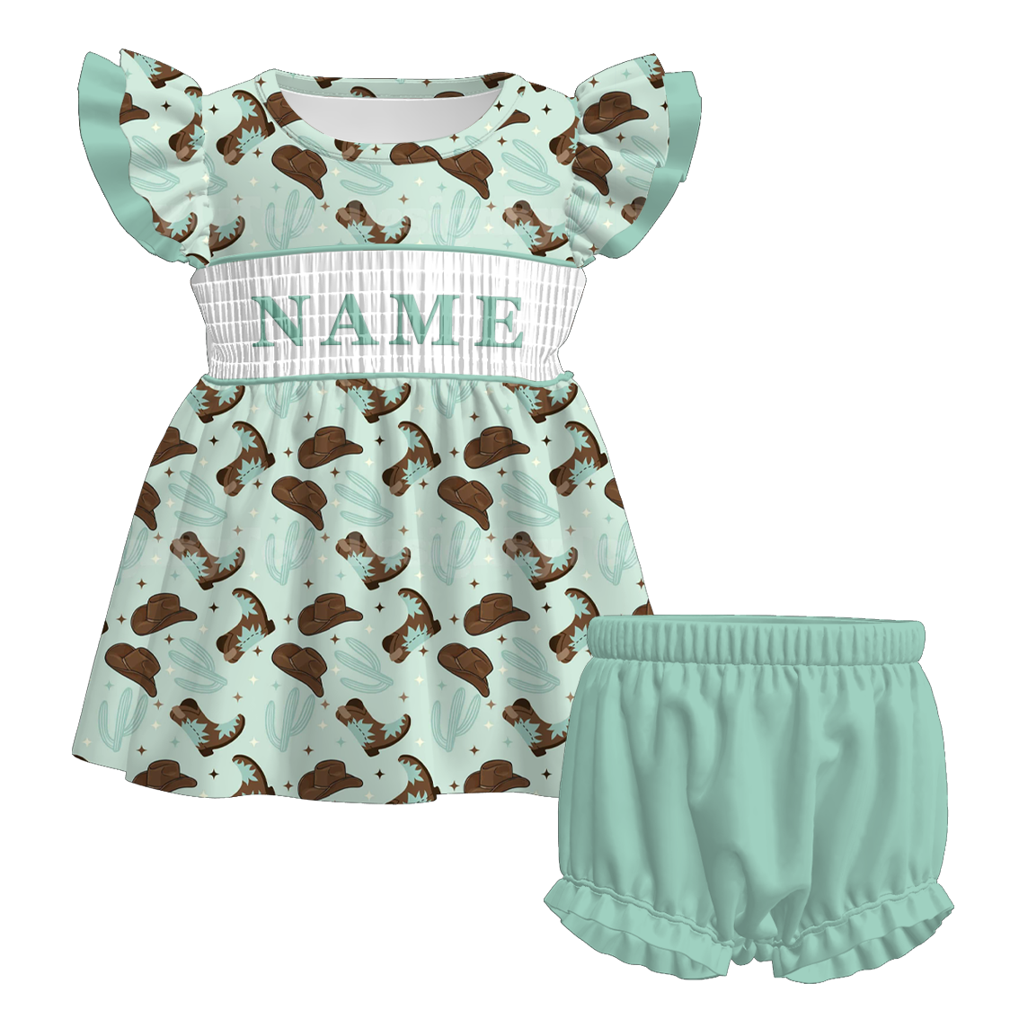 (Pre Order)Sisters Spring Boots Embroidery Smocked Dress,Set&Romper