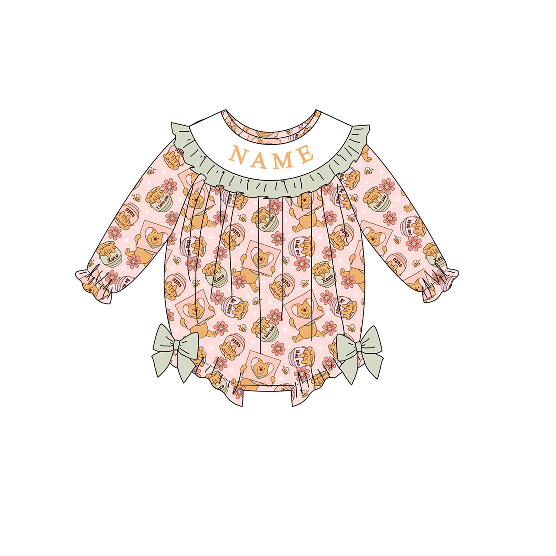 (Pre Order)Sisters Spring Cartoon Embroidery Smocked Dress&Romper