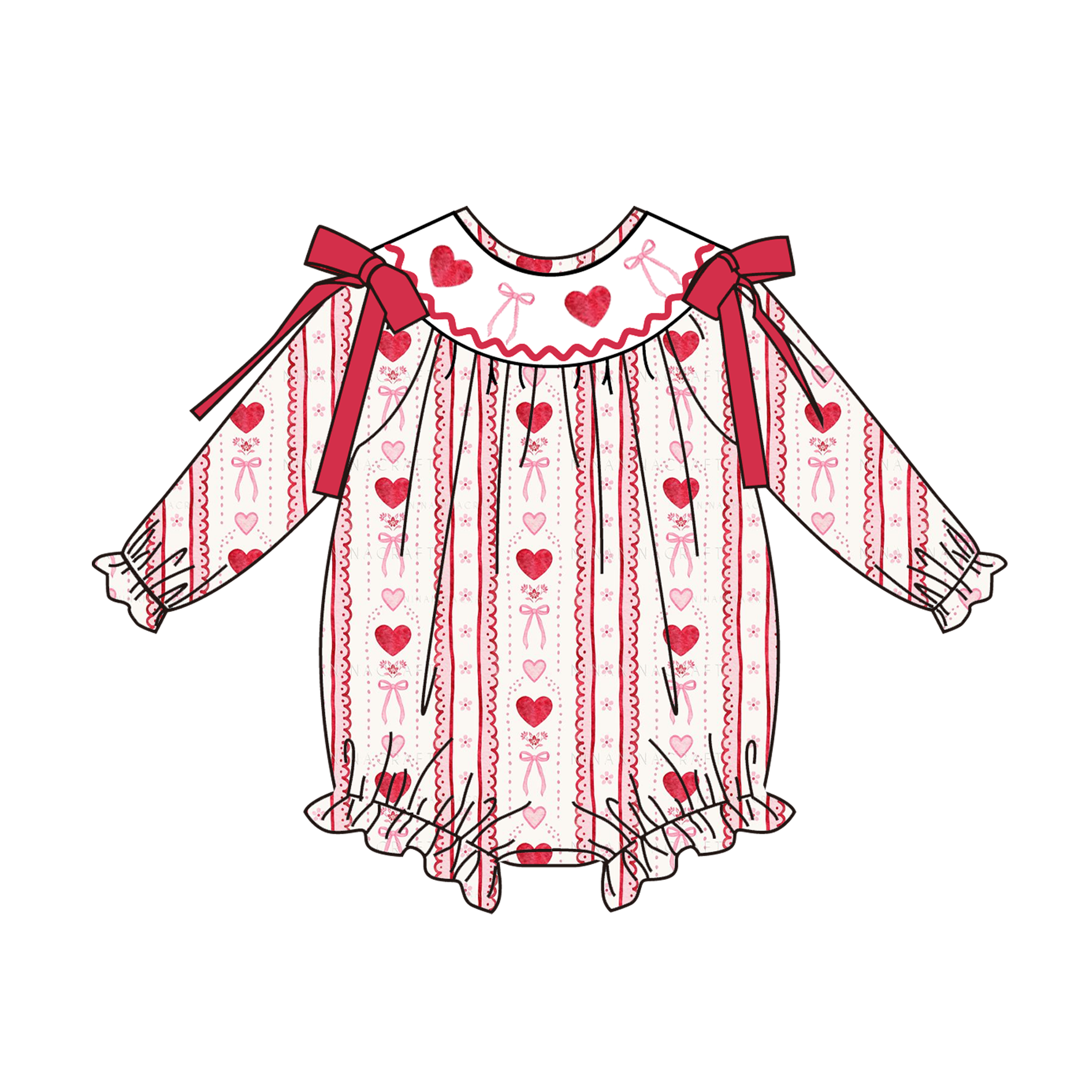 (Pre Order)Sisters Valentine's Day Embroidery Smocked Dress&Romper