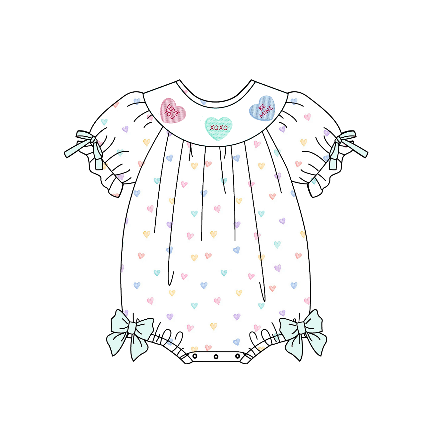 (Pre Order)Sisters Valentine's Day Embroidery Smocked Dress&Romper