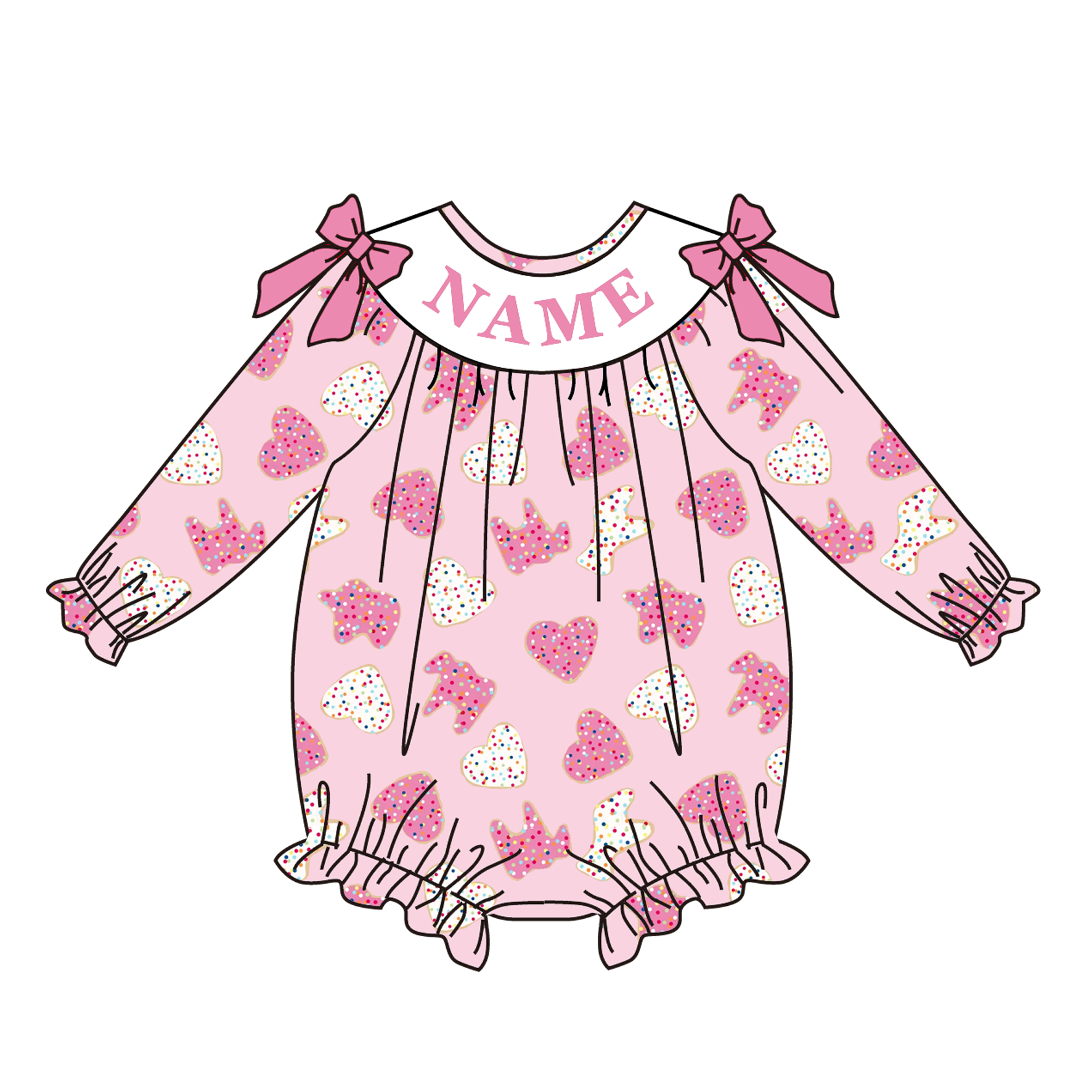 (Pre Order)Siblings Valentine's Day Embroidery Smocked Dress,Set&Romper