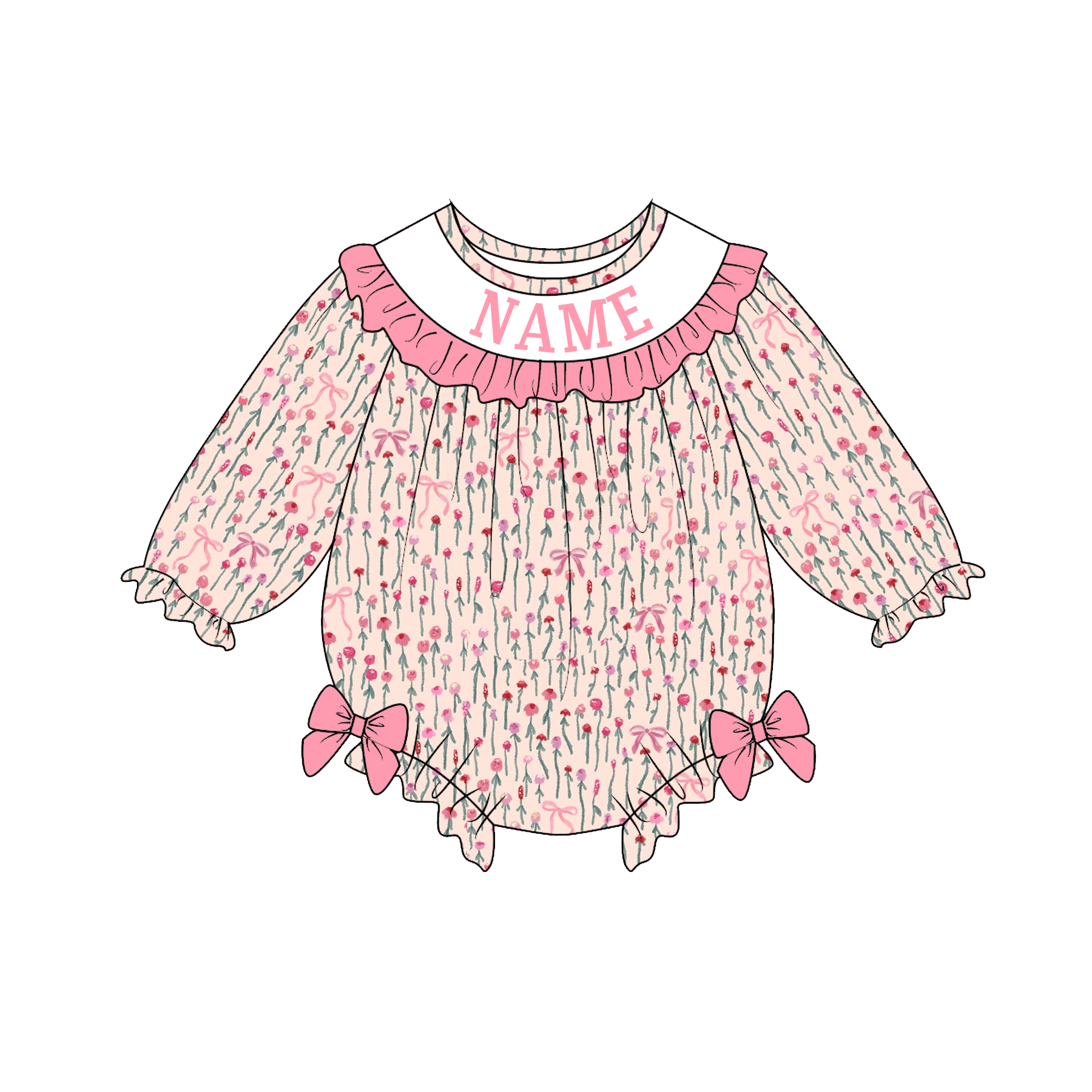(Pre Order)Sisters Valentine's Day Embroidery Smocked Dress&Romper