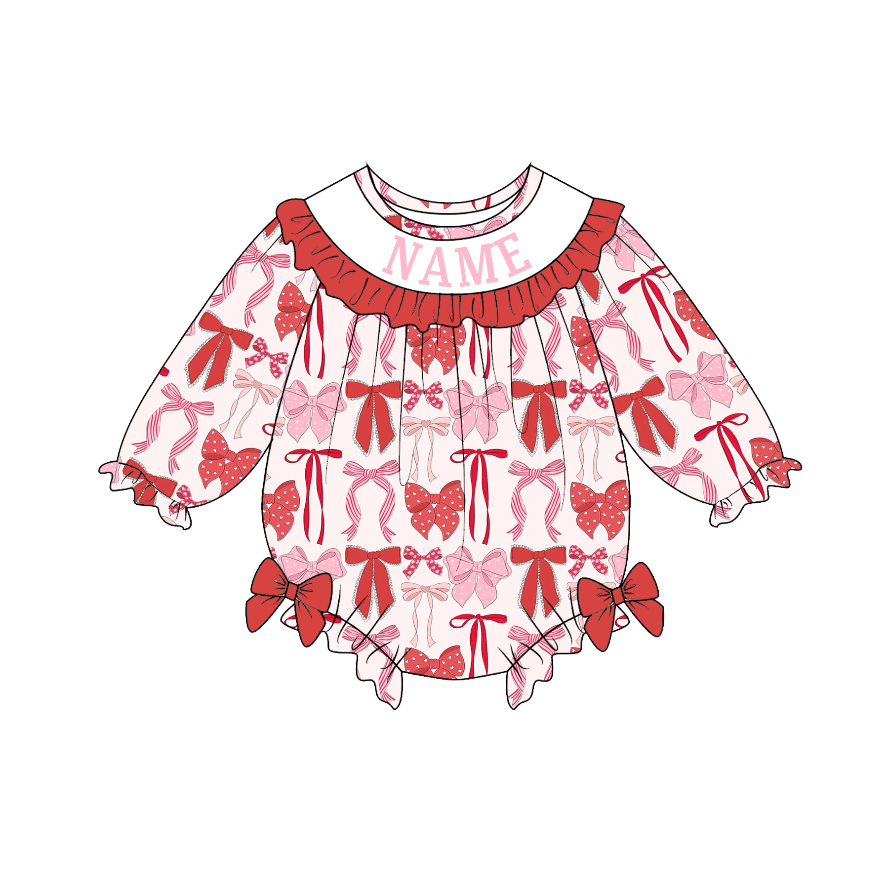(Pre Order)Sblings Valentine's Day Embroidery Smocked Dress,Set&Romper