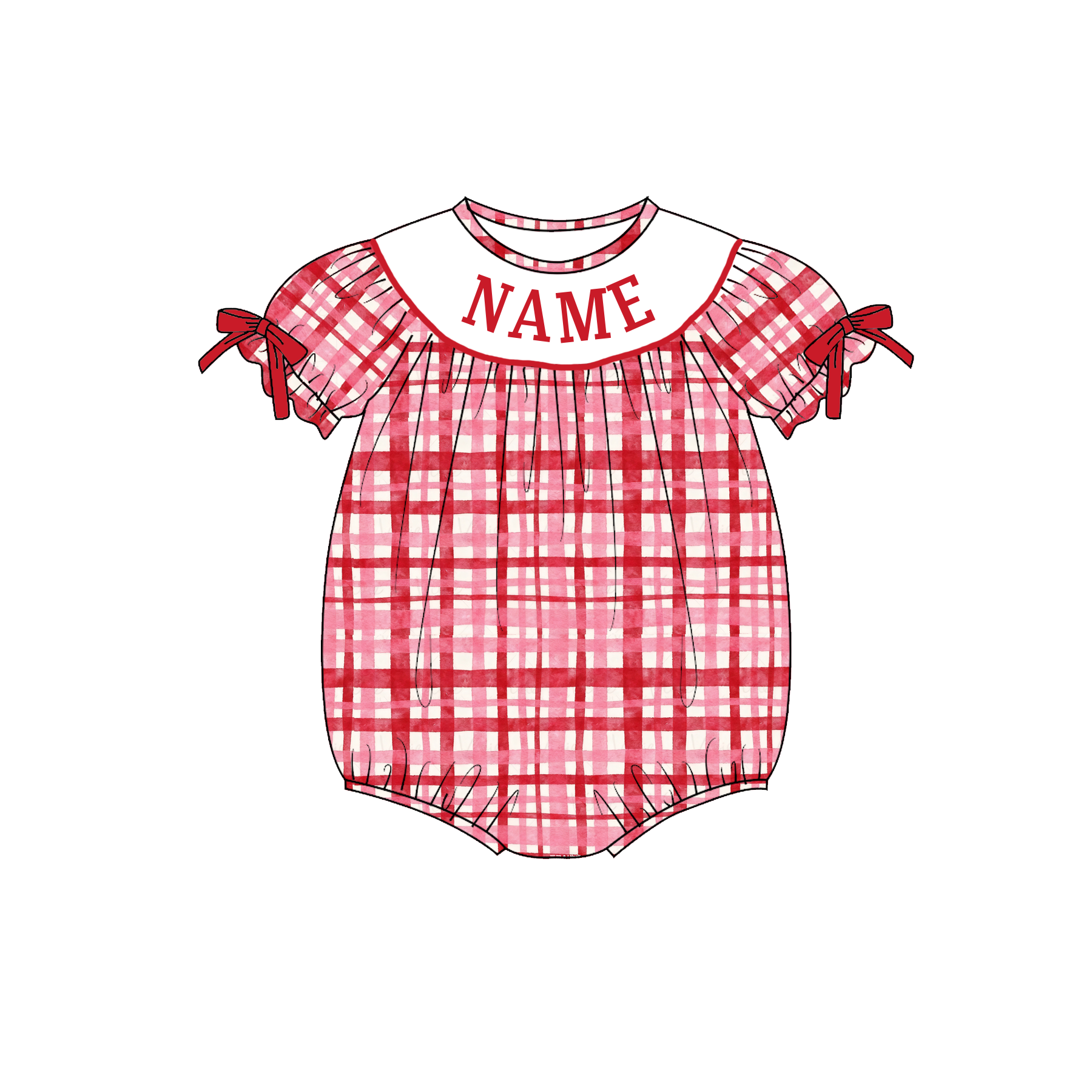 (Pre Order)Sisters Valentine's Day Embroidery Smocked Dress&Romper