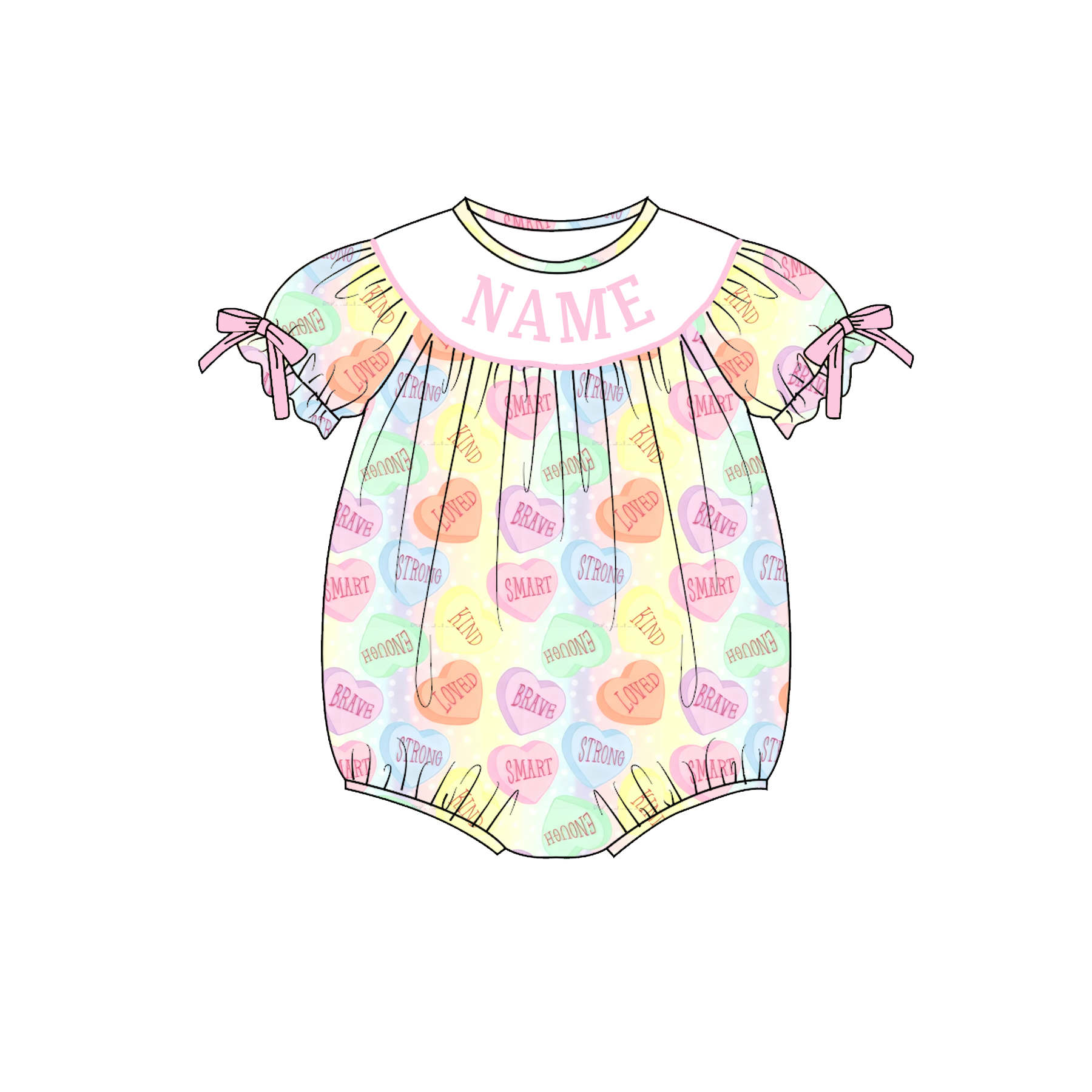 (Pre Order)Sisters Valentine's Day Embroidery Smocked Dress&Romper