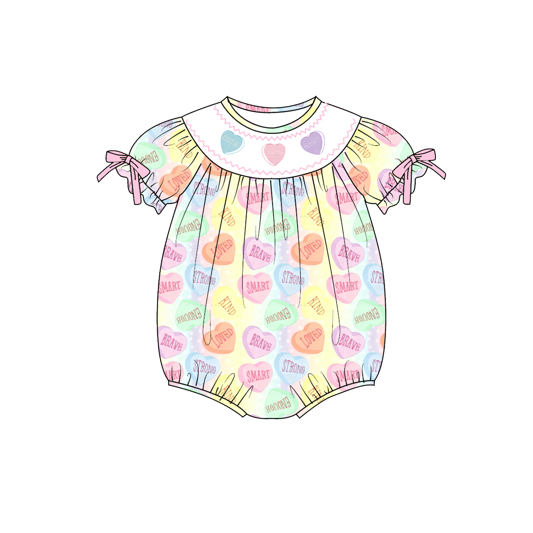 (Pre Order)Sisters Valentine's Day Embroidery Smocked Dress&Romper