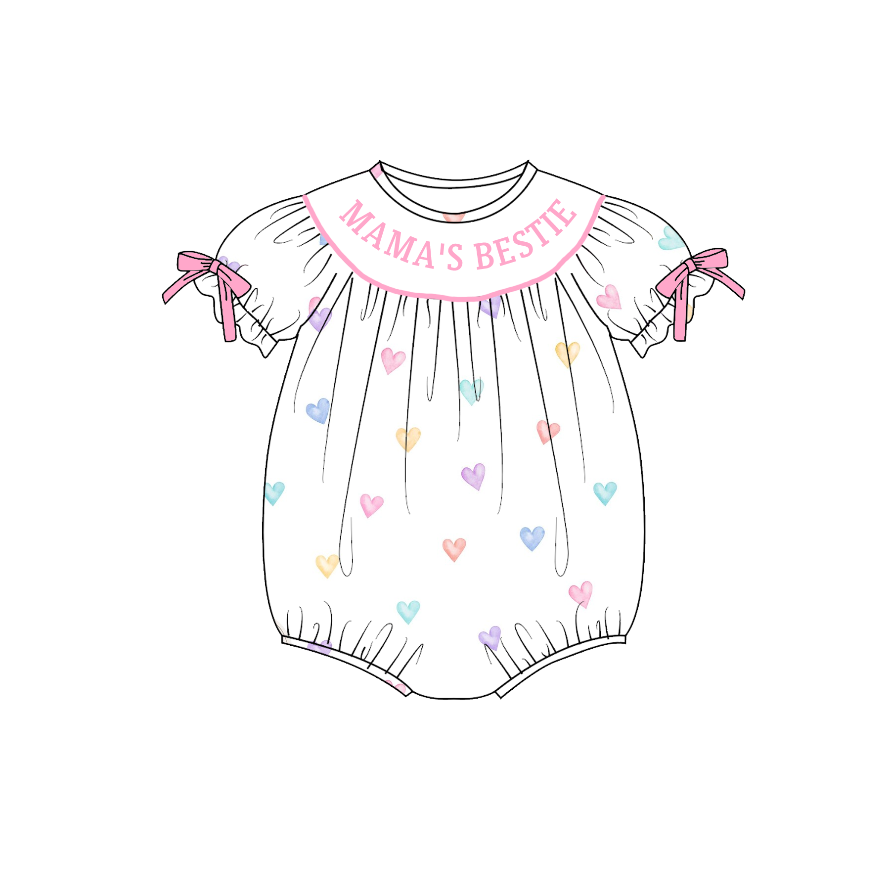 (Pre Order)Sisters Valentine's Day Embroidery Smocked Dress&Romper