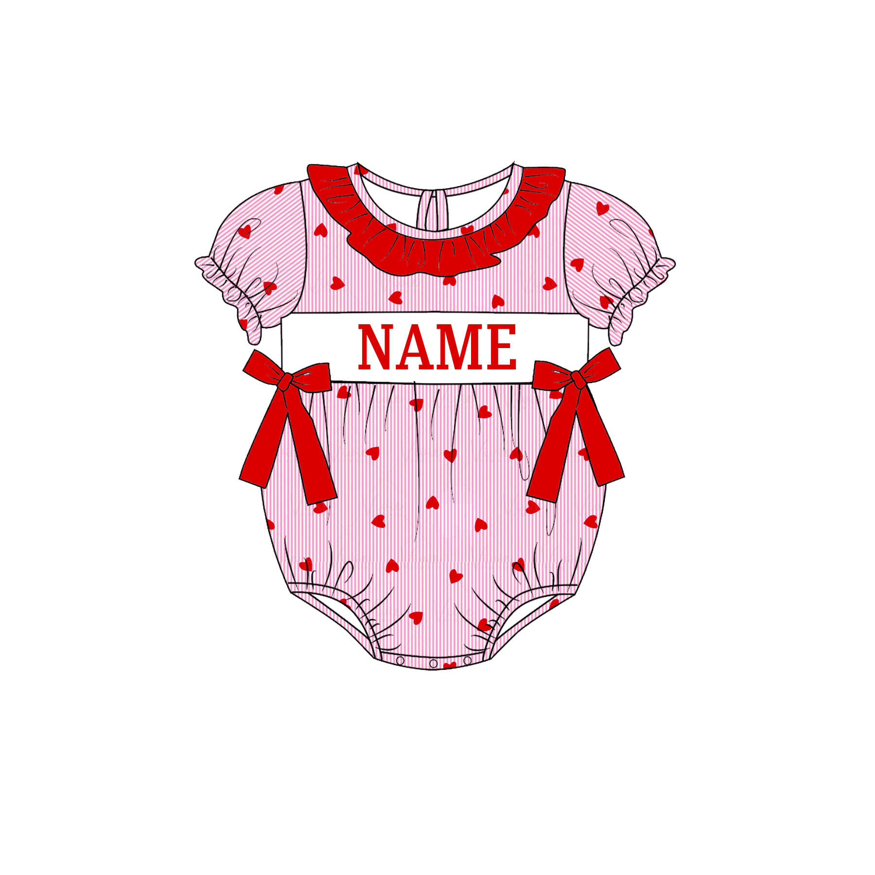 (Pre Order)Sisters Valentine's Day Embroidery Smocked Dress&Romper