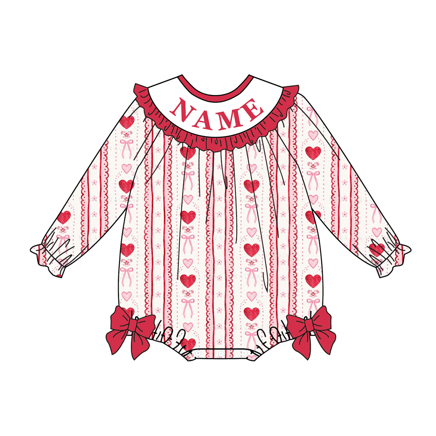 (Pre Order)Sisters Valentine's Day Embroidery Smocked Dress&Romper