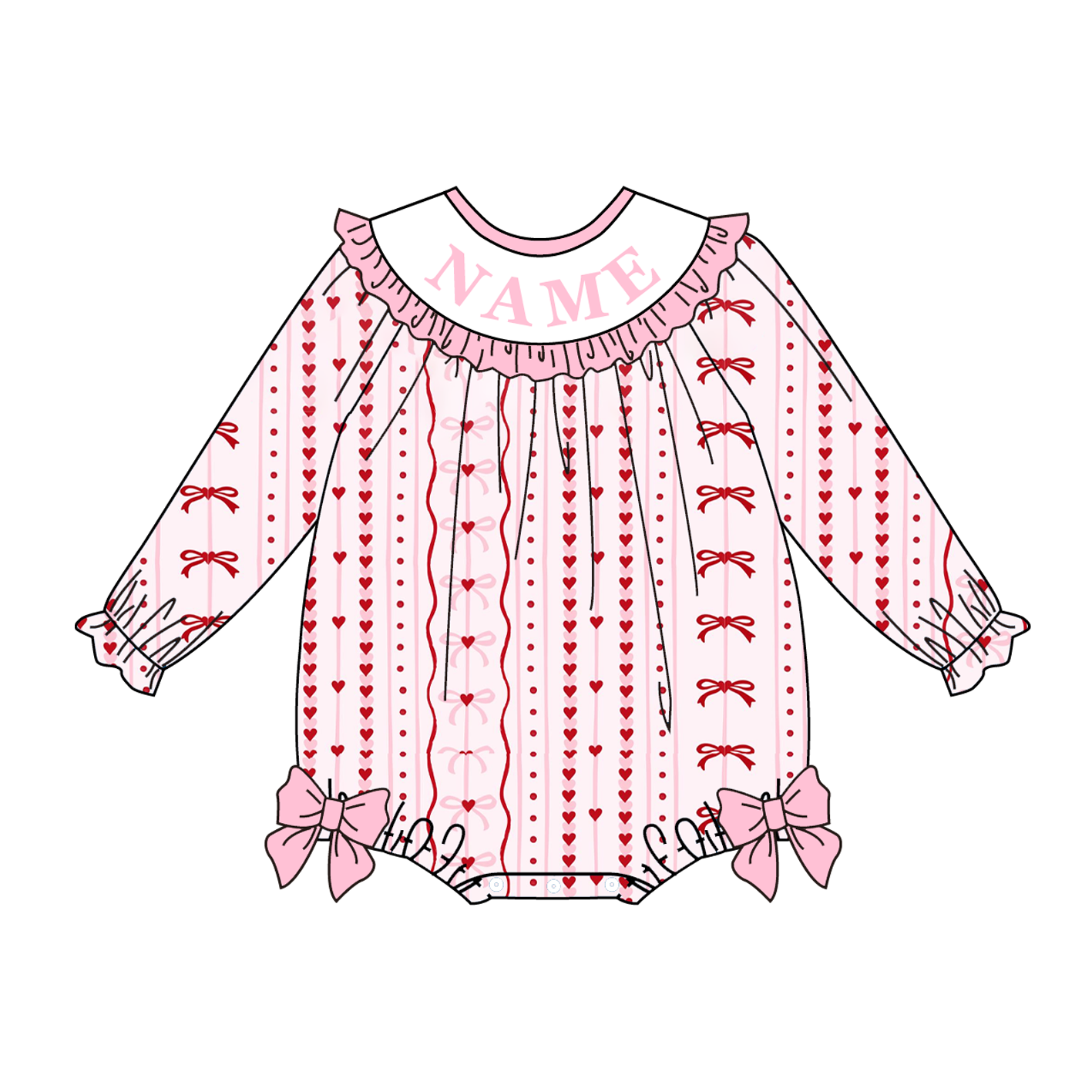 (Pre Order)Sisters Valentine's Day Embroidery Smocked Dress&Romper