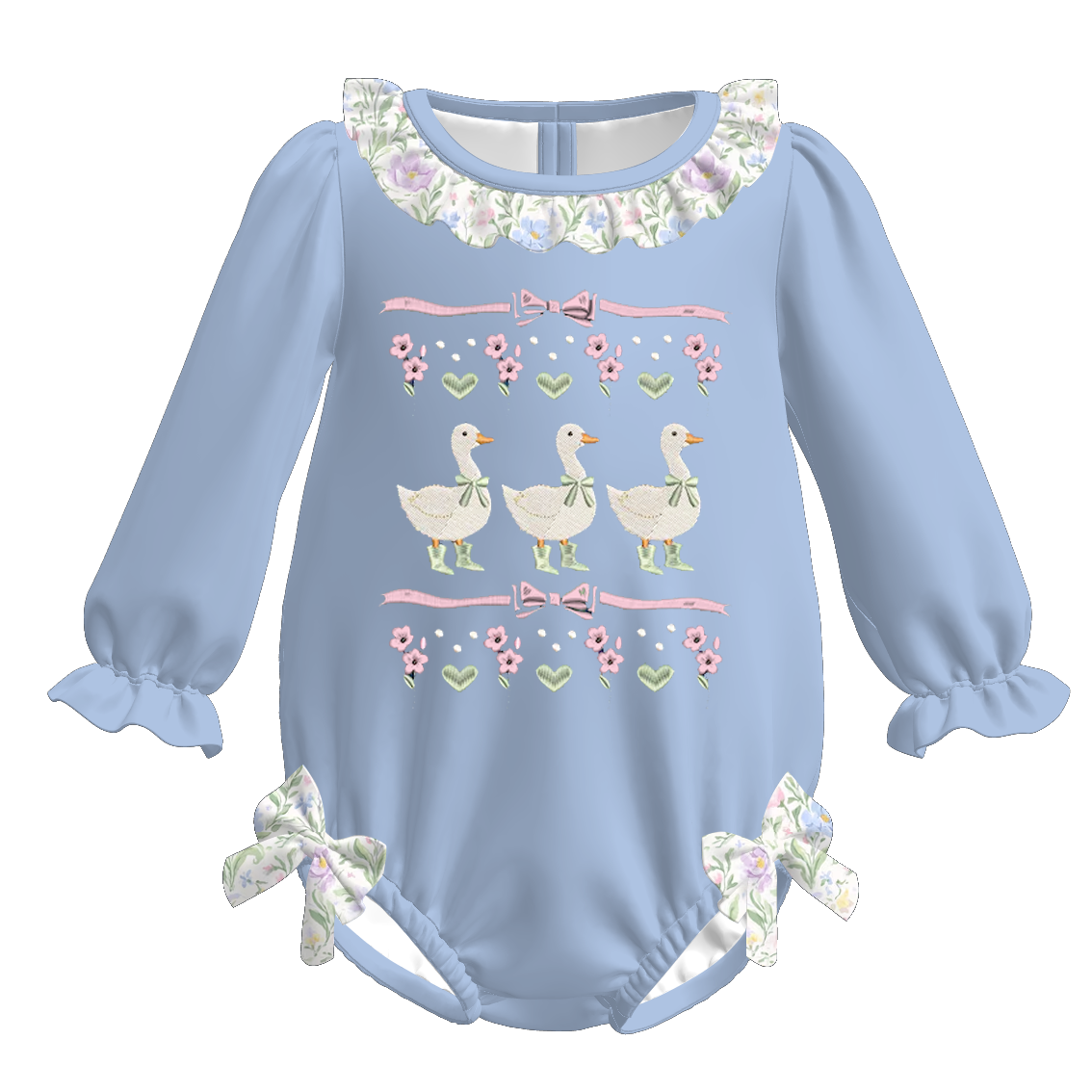 (Pre Order)Sisters Spring&Summer Goose Embroidery Set&Romper