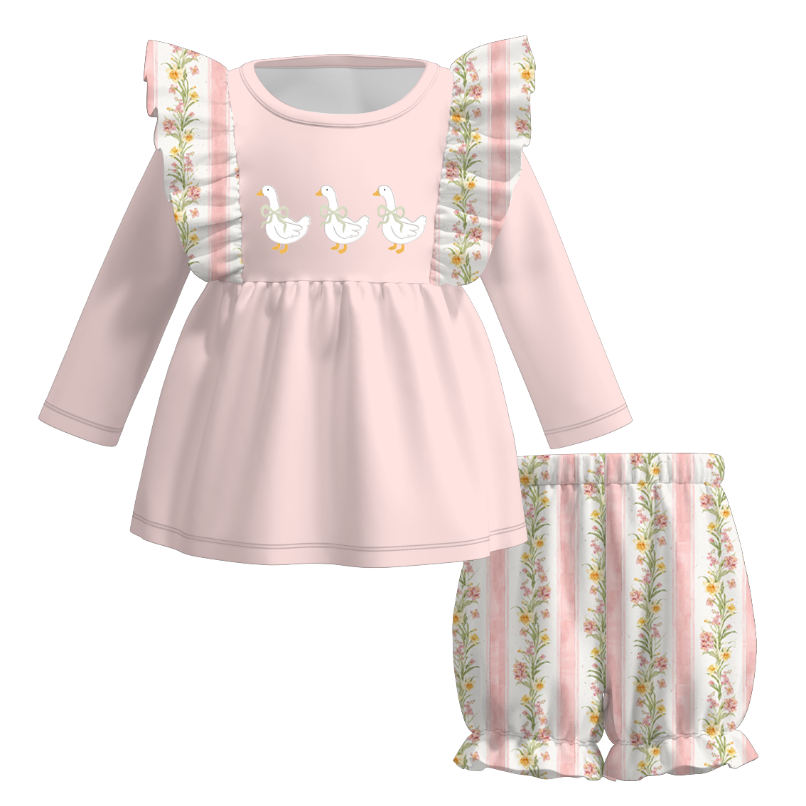 (Pre Order)Sisters Spring&Summer Goose Embroidery Set&Romper
