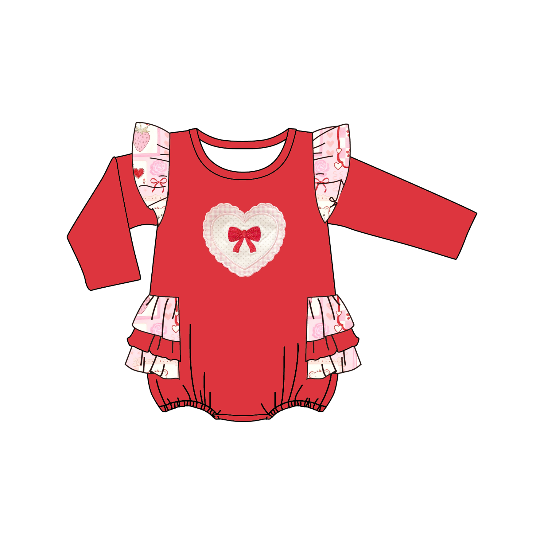 (Pre Order)Sisters Valentine's Day Heart Applique Set&Romper