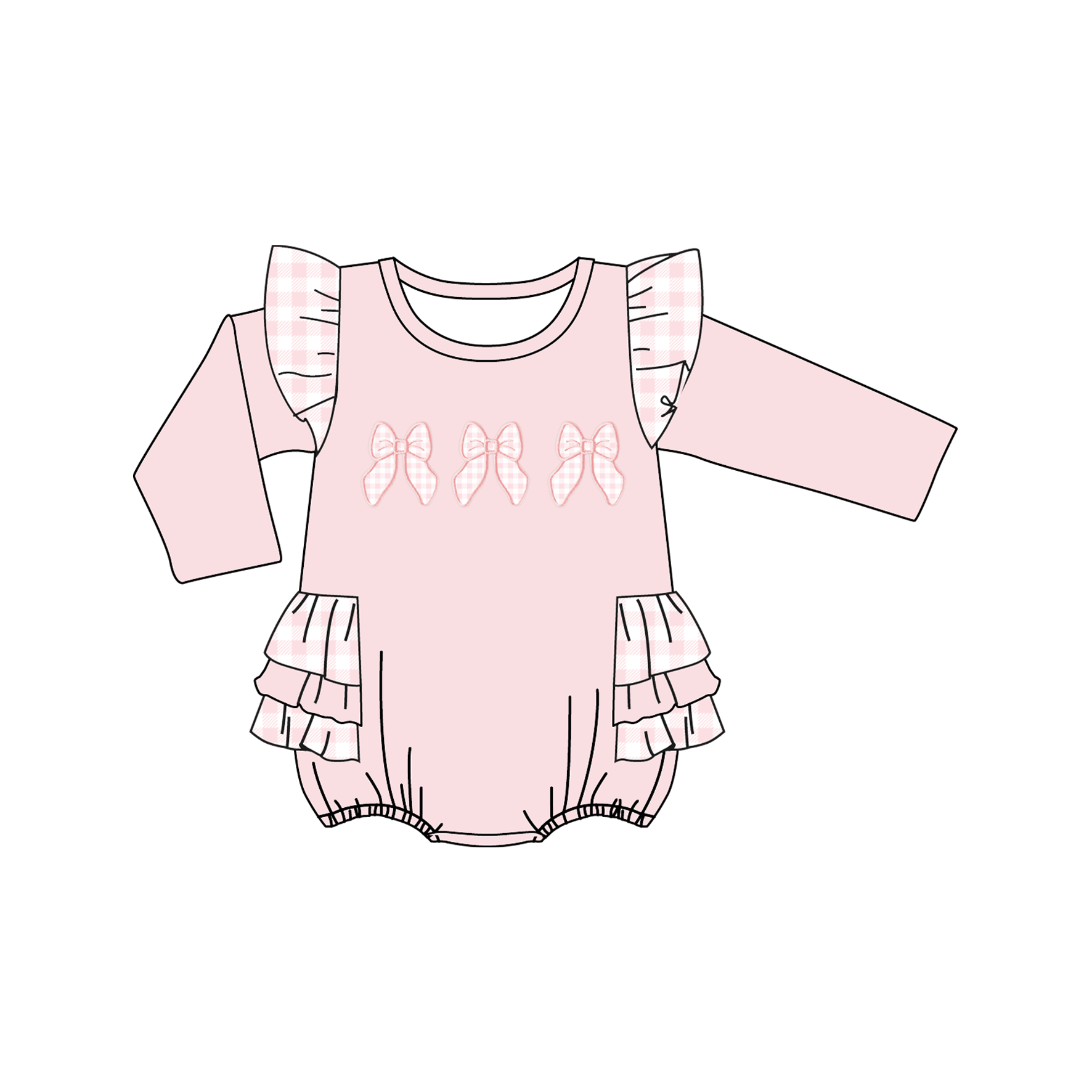 (Pre Order)Sisters Valentine's Day Bow Applique Set&Romper