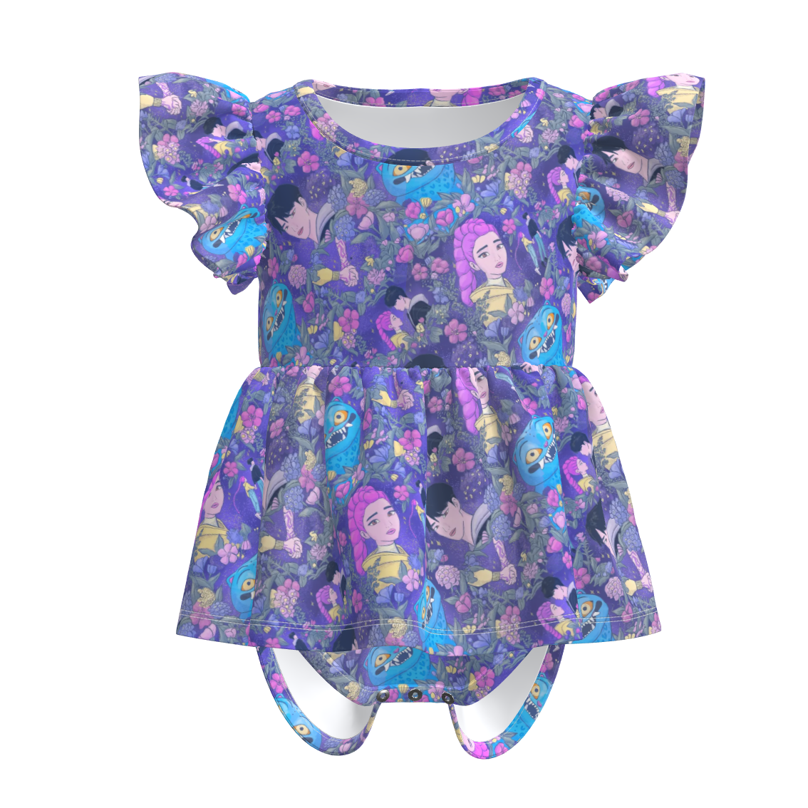 (Pre Order)Toddler Girls Spring&Summer Movie Character Print Romper