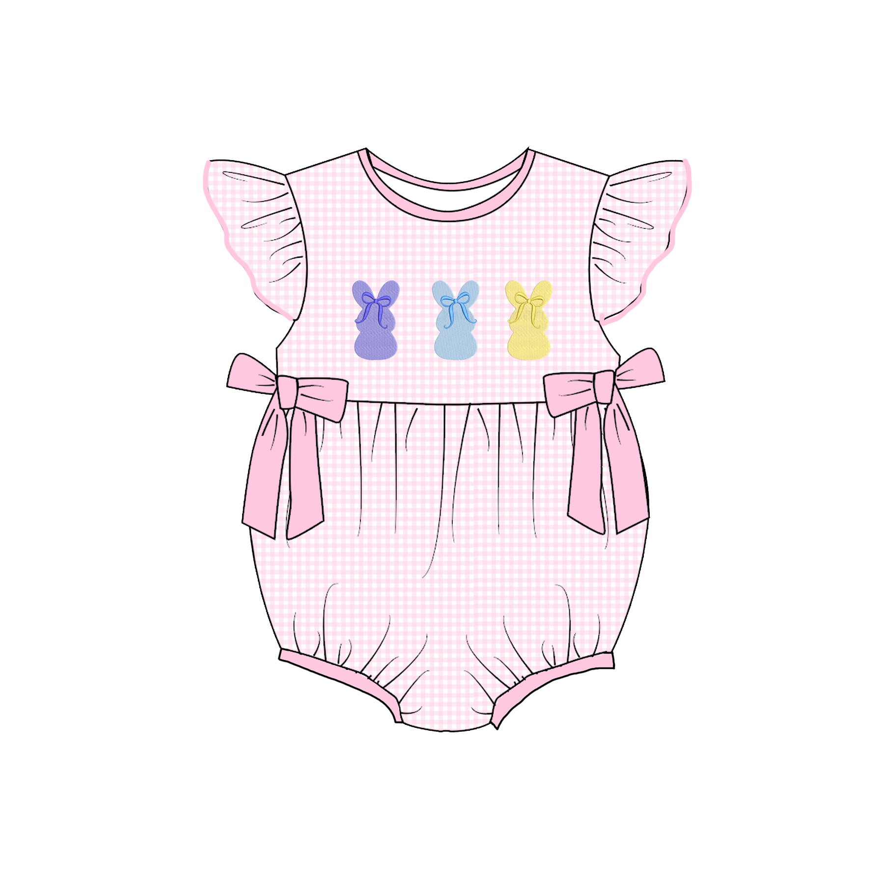 (Pre Order)Siblings Easter Bunny Applique Dress,Set&Romper