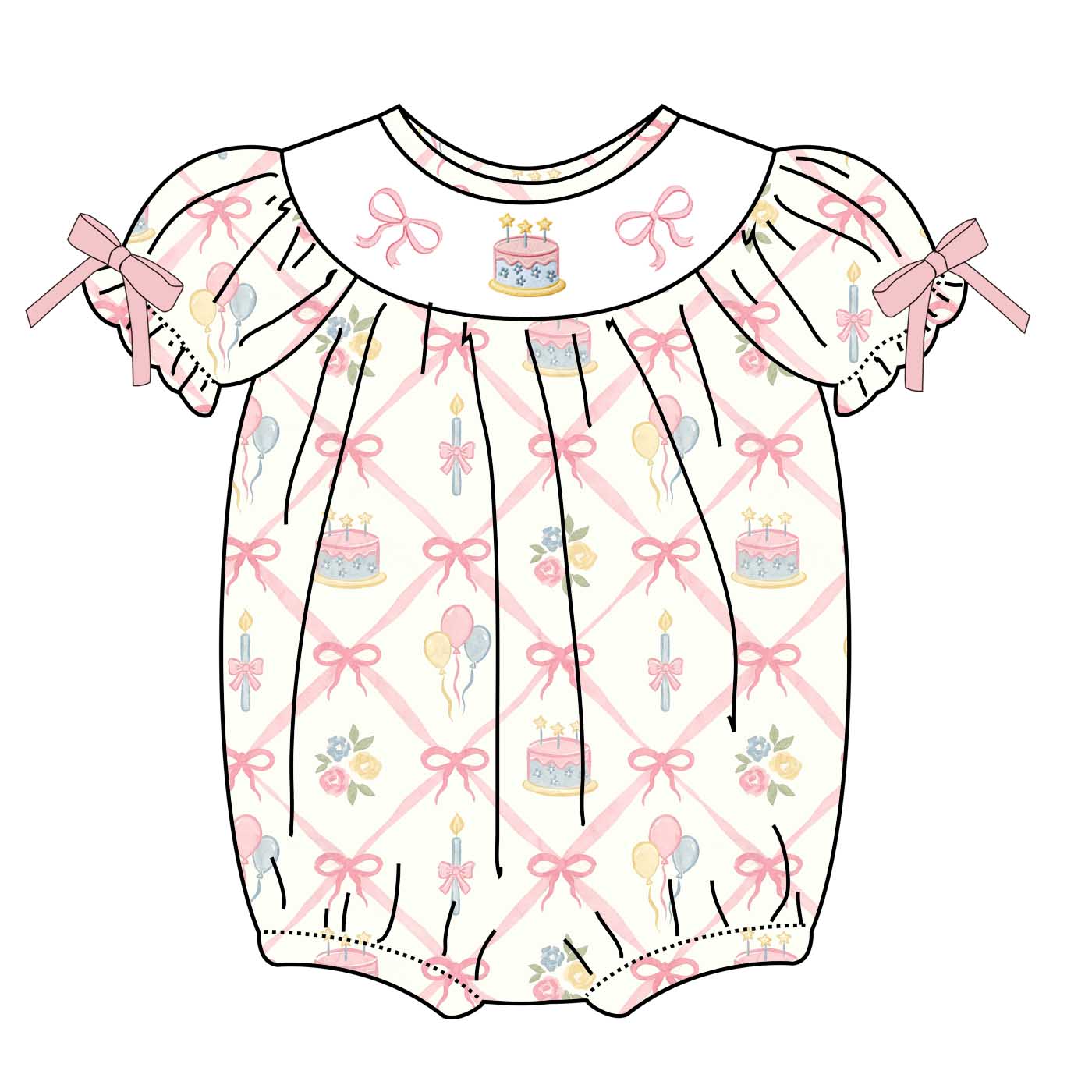 (Pre Order)Sisters Spring&Summer Birthday Embroidery Smocked Dress&Romper