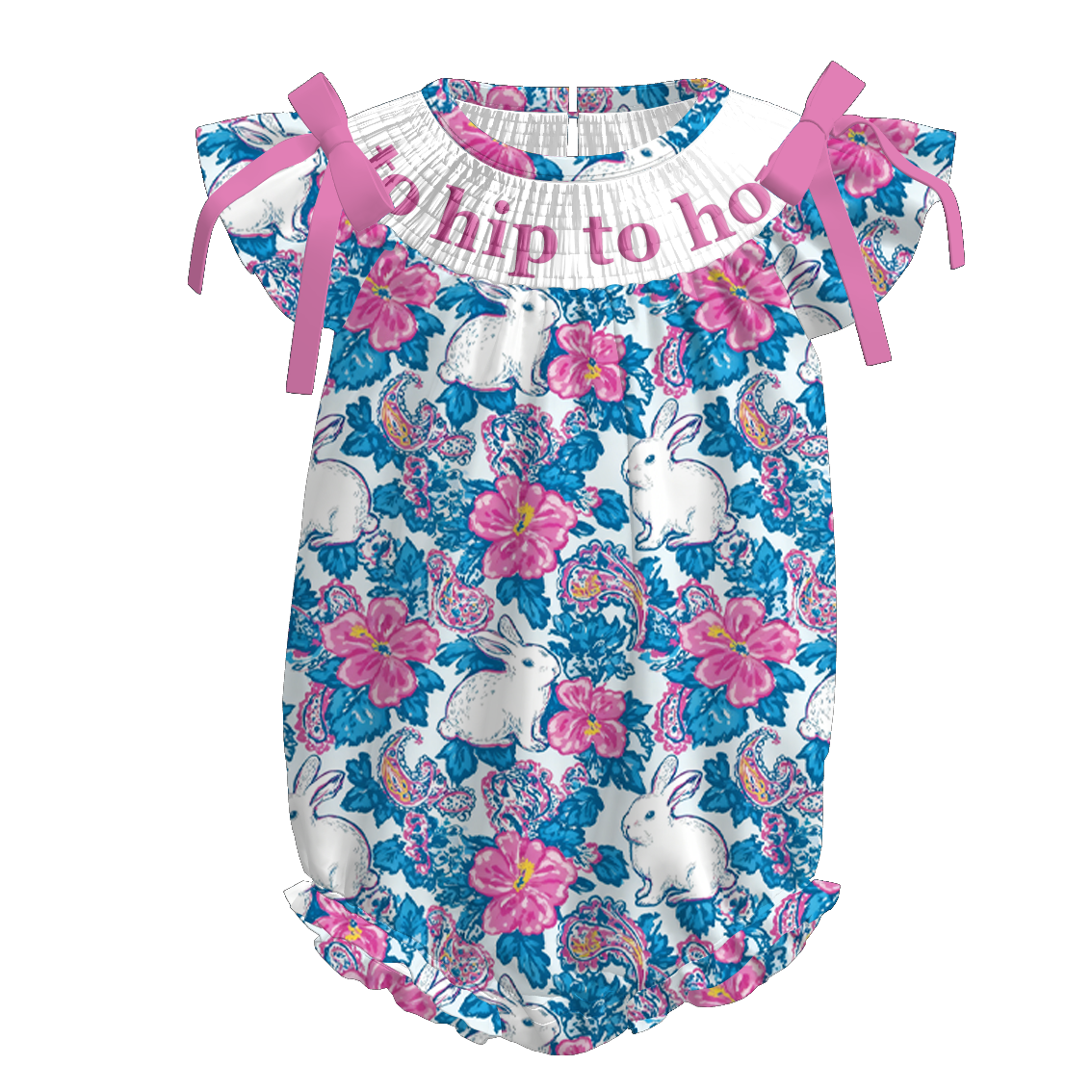 (Pre Order)Sisters Easter Bunny Embroidery Smocked Dress&Romper