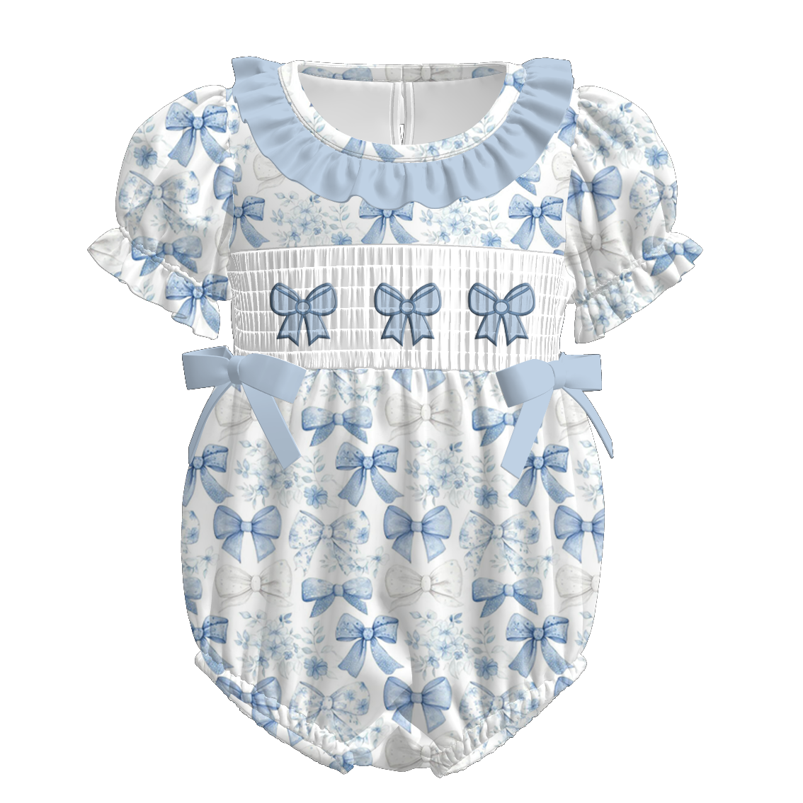 (Pre Order)Sisters Spring&Summer Bow Embroidery Smocked Dress&Romper