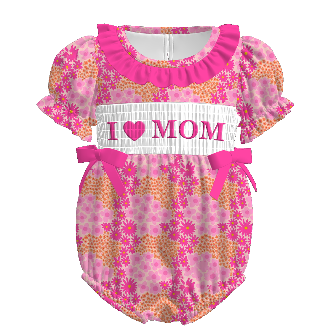 (Pre Order)Sisters Spring&Summer I♥MOM Embroidery Smocked Dress&Romper