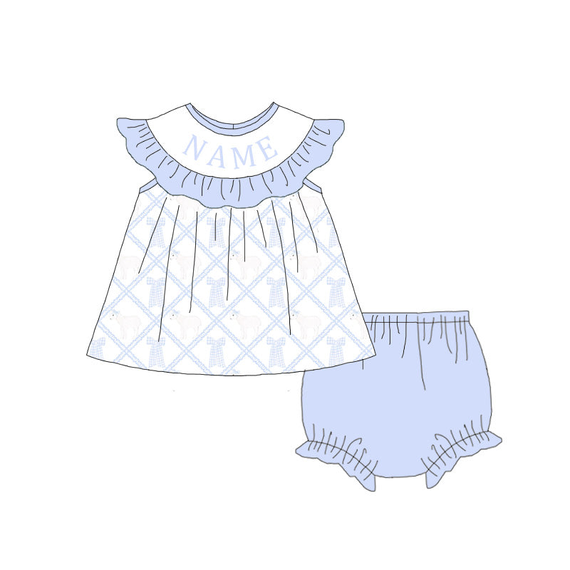 (Pre Order)Sisters Easter Bow Embroidery Smocked Dress&Romper