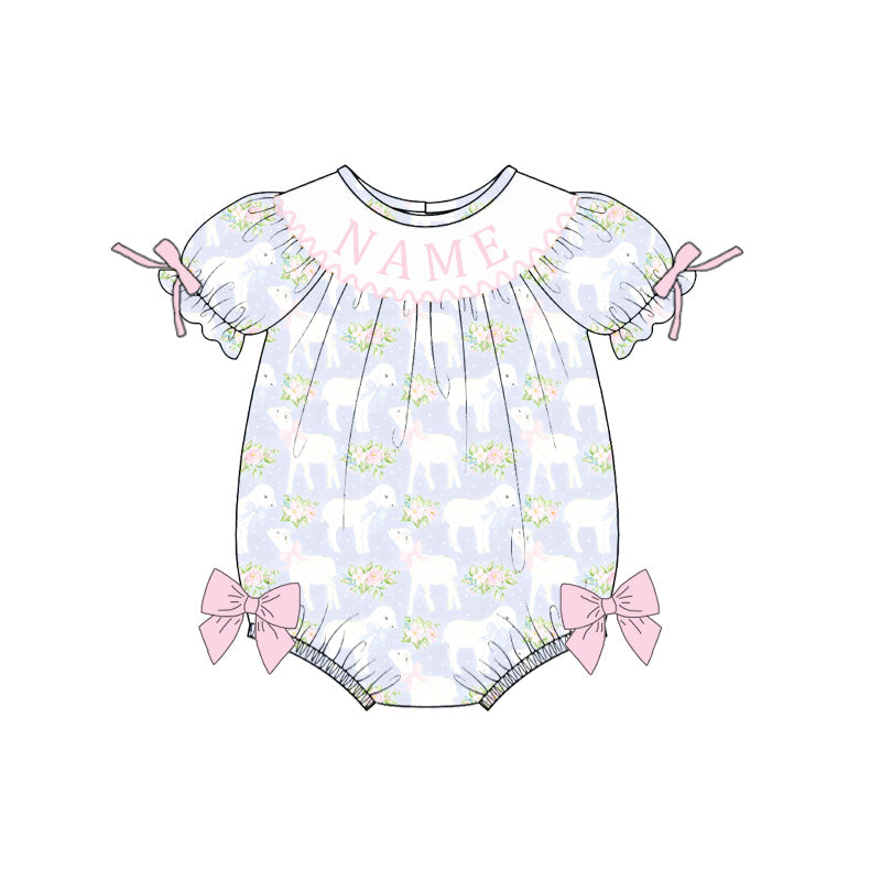 (Pre Order)Sisters Easter Floral Embroidery Smocked Dress&Romper
